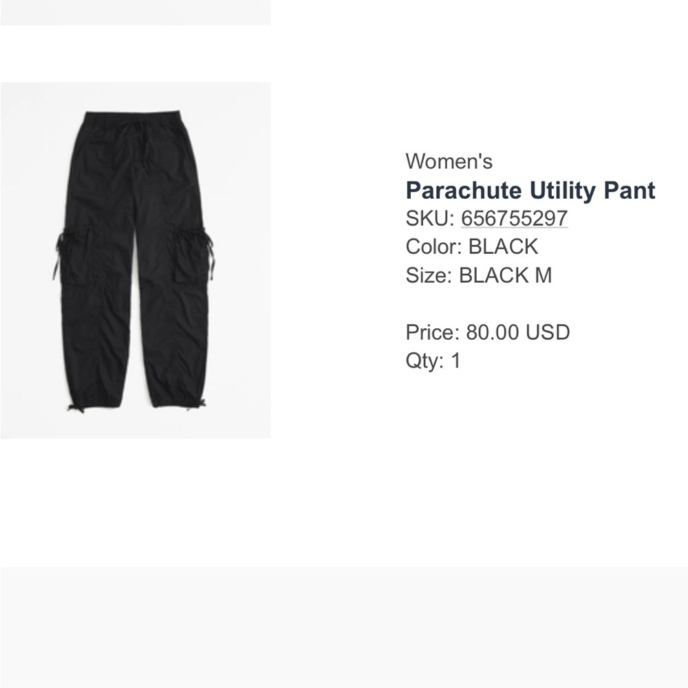 Parachute Utility Black Pants